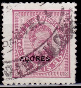 Azores, 1885-87, King Luis, overprint, 25r, sc#62, used