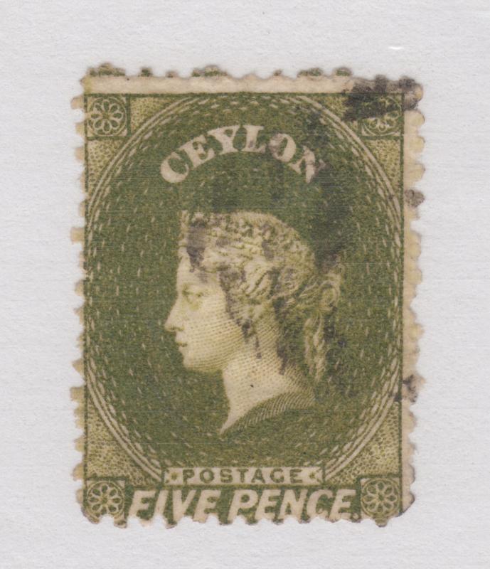 Ceylon SG 66ax used 1867-70 5p Queen Victoria, Watermark Reversed, sound & Fine