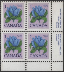 SC#781 1¢ Bottle Gentian Plate Block: LR #2 (1979) MNH