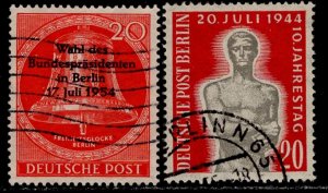 GERMANY BERLIN Sc#9N106-9N107 1954 Two Complete Stamps Used