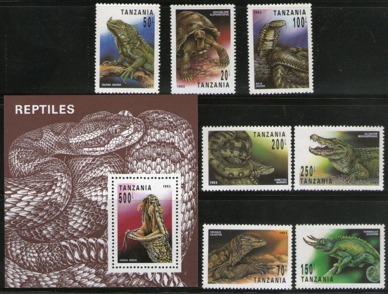 Tanzania 1993 Reptiles-Snakes 7v+M/S Complete Set MNH # 7529