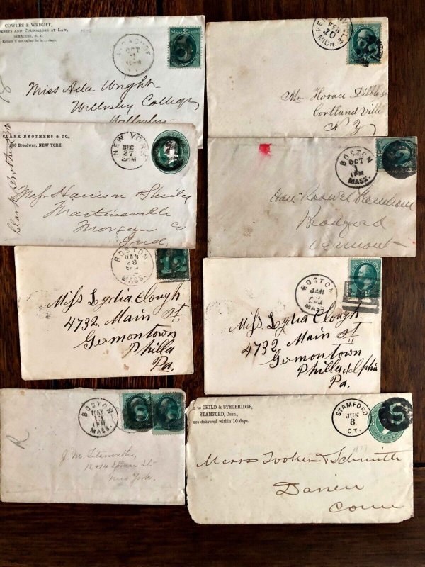 1870s - 1880s Negative Numeral Fancy Cancel Covers ( 8 COVERS )