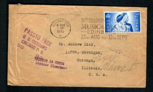 Lot2 d U.K.Cover 1948 Slogan Music & Rama Passed Free U.S. Customs Chicago P.O.