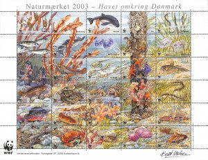 Denmark Danmark WWF Poster stamps seals Protected Wildlife marine life fish