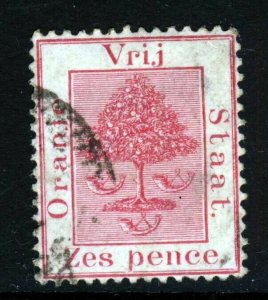 ORANGE FREE STATE SOUTH AFRICA 1871 Six Pence Rose SG 5 VFU