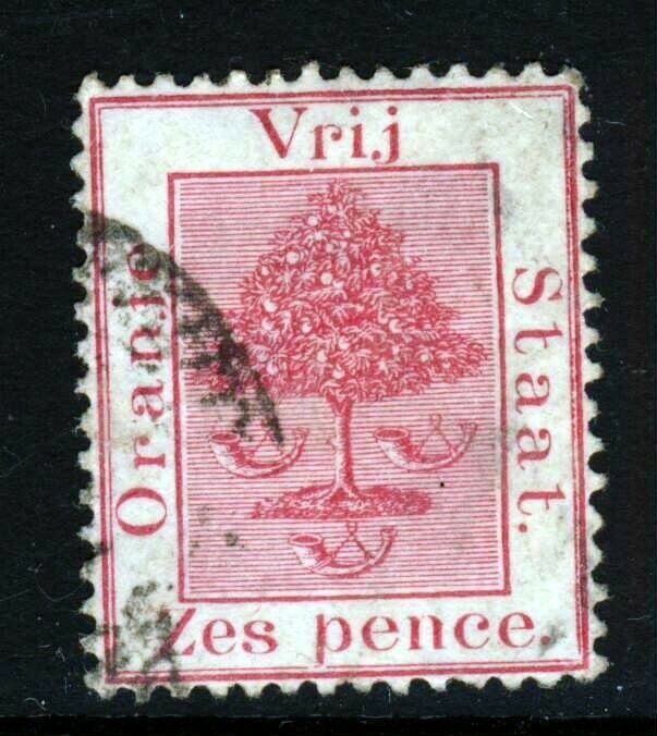 ORANGE FREE STATE SOUTH AFRICA 1871 Six Pence Rose SG 5 VFU