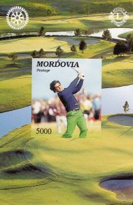 MORDOVIA 1998 GOLF-LIONS AND ROTARY CLUB Souvenir Sheet IMPERFORATED MNH