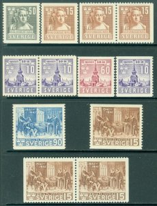 EDW1949SELL : SWEDEN 1940-41 Scott #313-21 Complete. VF, Mint NH. Catalog $132+