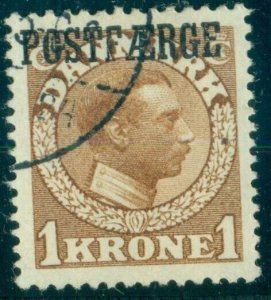 DENMARK #Q11 (Pf10) 1kr yellow brown, used, F/VF, Scott $225.00