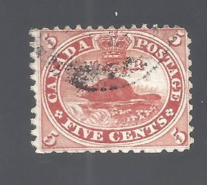 Canada # 15iii USED 5c BRIGHT ORANGE-RED BEAVER THICK PAPER BS27277