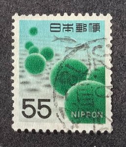 Japan 1969 Scott 917 used - 55y,  Marimo Moss Balls  & fishes