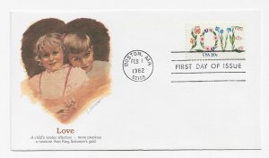 US 1951 20c Love stamp single on FDC Fleetwood Cachet Unaddressed ECV $10.00