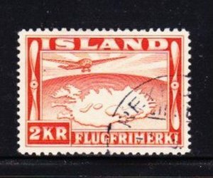 Album Treasures Iceland Scott # C20  2k Plane and Map of Iceland  VFU CDS