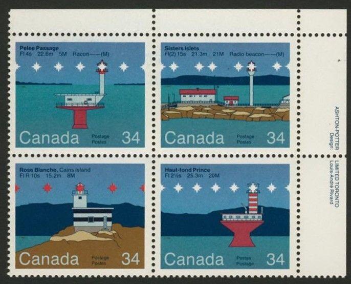 Canada 1066a TR Plate Block MNH Lighthouses