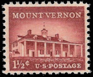 Scott 1032  1 1/2¢ Mount Vernon Single, MNH