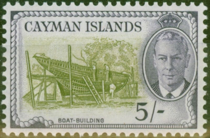 Cayman Islands 1950 5s Olive-Green & Violet SG146 V.F Lightly Mtd Mint