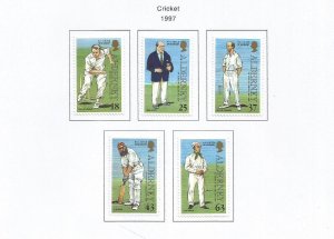 ALDERNEY - 1997 - Cricket - Perf 5v Set - Mint Lightly Hinged