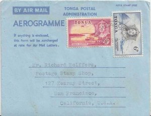 Tonga 4d Vavau Harbor and 6d Fuaamotu Airport c1962 Nukualofa, Tonga Air Lett...