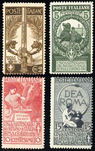 Italy Stamps # 119-22 MNH VF Scott Value $293.00
