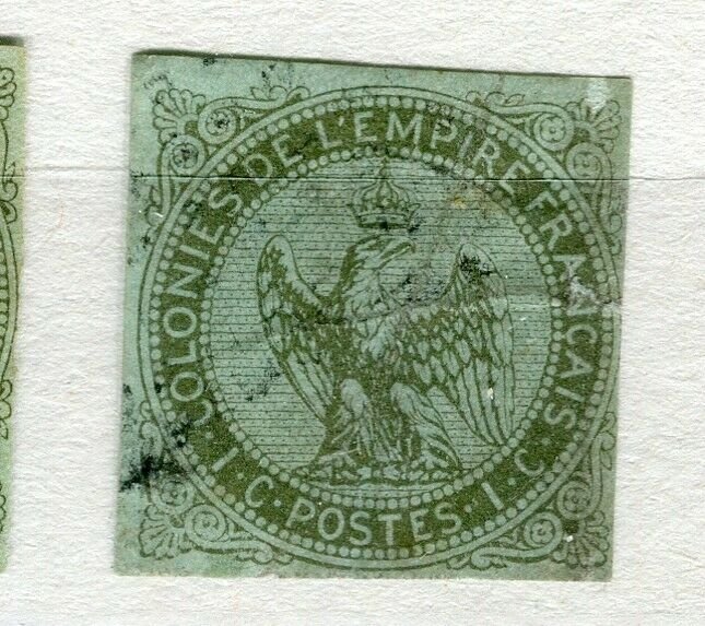 FRENCH COLONIES; 1859 early classic Imperf Eagle issue used 1c. value