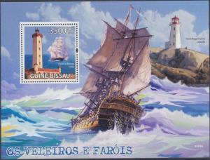 GUINEA BISSAU 2009 SHEET LIGHTHOUSES SAIL SHIPS BOATS
