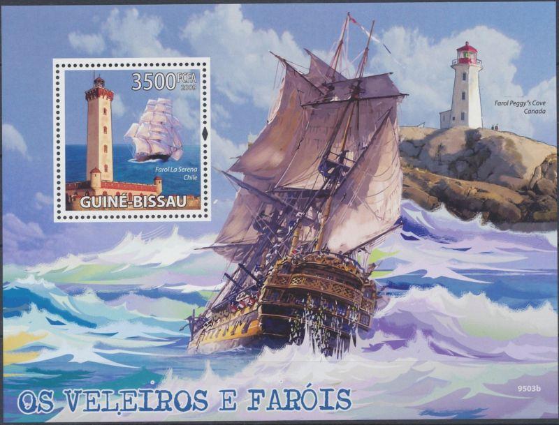 GUINEA BISSAU 2009 SHEET LIGHTHOUSES SAIL SHIPS BOATS