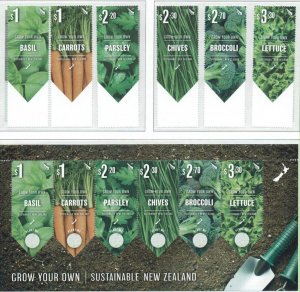 New Zealand: 2017,   Grow Your Own,   MNH set +  M/Sheet