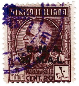 (I.B) BOIC (Tripolitania) Revenue : Duty Stamp 20m on 20c OP