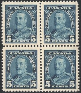 Canada SC#221 5¢ King George V Block of Four (1935) MLH