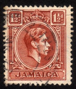 1938, Jamaica 1 1/2p, Used, King George VI, Sc 118