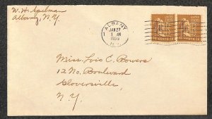 805 (x2) PREXY H.H. BUTTER PERFIN STAMPS ALBANY - GLOVERSVILLE NEW YORK COVER 39