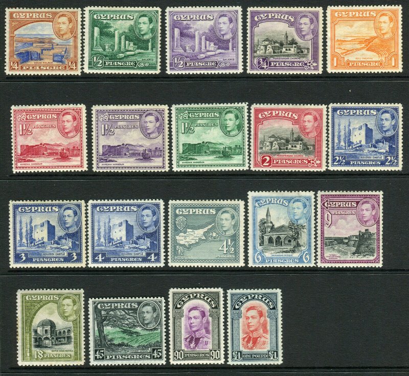 CYPRUS-1938-51  A mounted mint set to £1 Sg 151-163