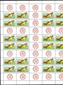 Germany DDR 1987 Fishes Brown Trout Mi.3096 sheet MNH