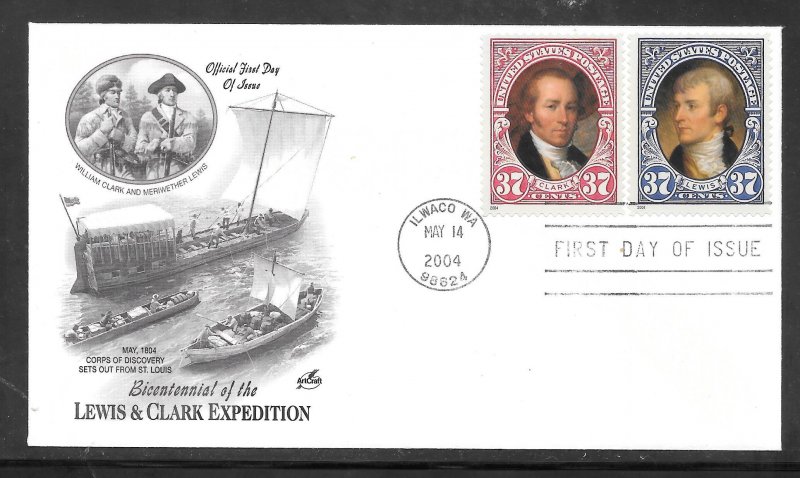 Just Fun Cover #3855-56 FDC ILWACO WA. MAY/14/2004 Artcraft Cachet. (A1428)