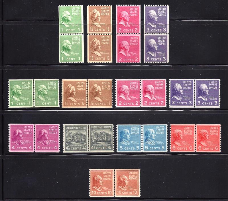 839-851 Mint,OG,NH... Line Pairs... SCV $139.90