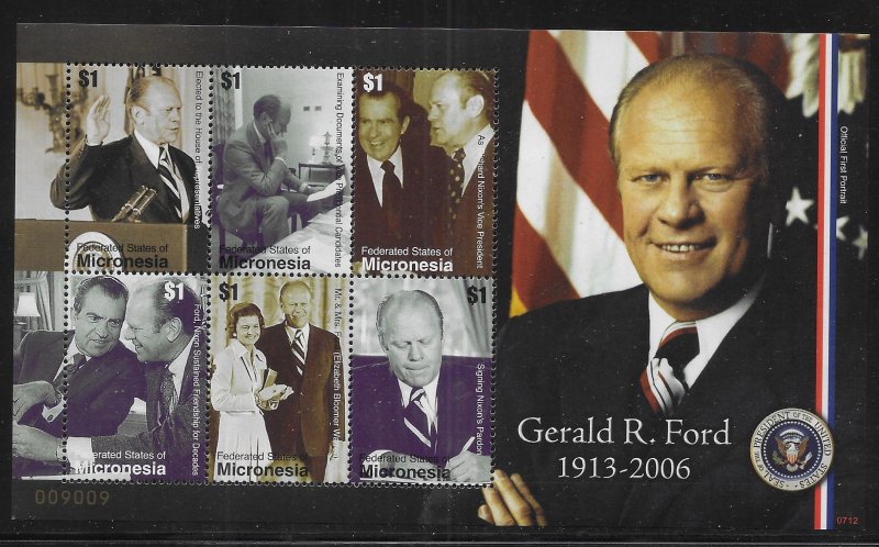 Micronesia 747 Gerald Ford mini-sheet MNH c.v. $12.00