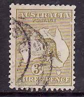 Australia-Sc#47- id10-used-3p olive bistre Kangaroo-1915-24-
