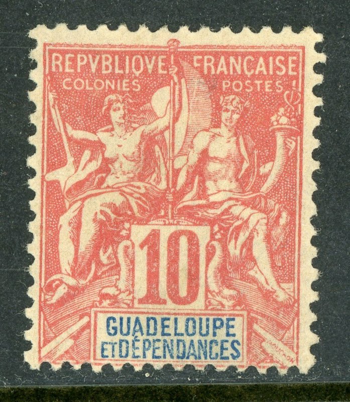 Guadeloupe 1900 French Colony 10¢ Red Scott #33 Mint H139