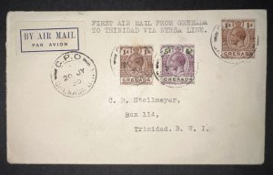 1930 Grenada Airmail First Flight Cover FFC GPO Port of Spain Trinidad NYBRA 2