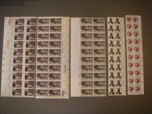 Scott 1701//1730, 13c Christmas Long Plate Blocks of 20, 5 Different MNH Beauts