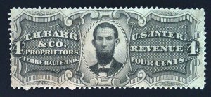 Scott #RS27a - 4c Black - Old Paper - T.H.Barr & Co.