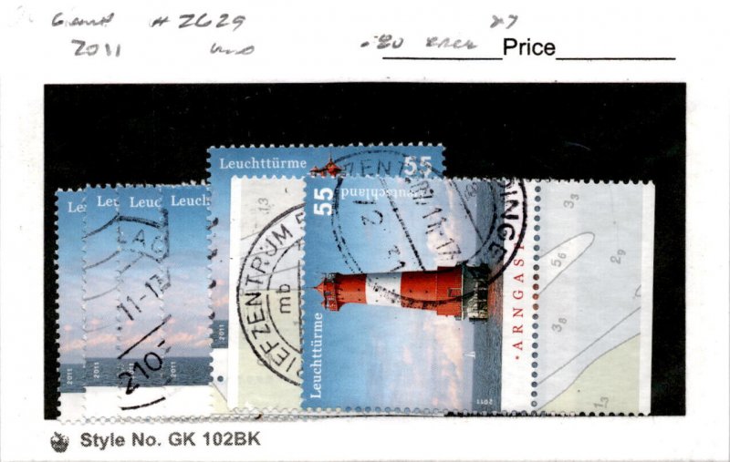Germany, Postage Stamp, #2629 (7 Ea) Used, 2011 Lighthouse (AC)