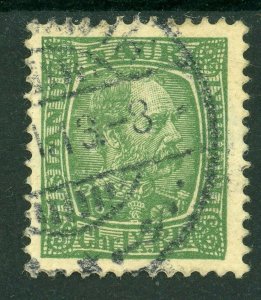 Iceland 1902 Christian IX 5a Yellow Green Perf 13 Scott # 36 VFU C655