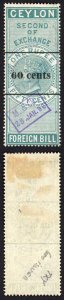 Ceylon Foreign Bill BF62 60c on 1R50 (only 600 issued) 2nd Exchange