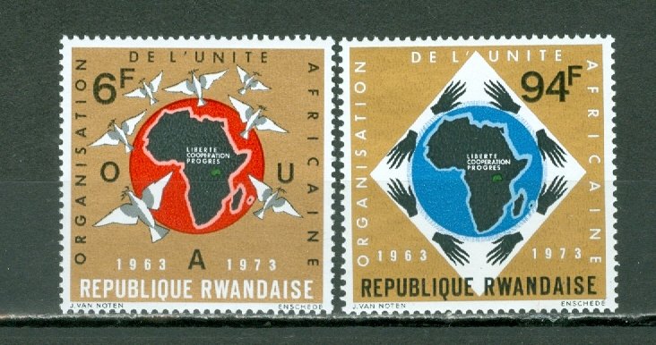 RWANDA 1973 MAP #532-533 SET MNH...$3.00