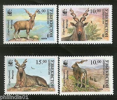 Uzbekistan 1995 WWF Markhor Wild Sheep Wildlife Fauna Animals Sc 64-67 MNH # 188