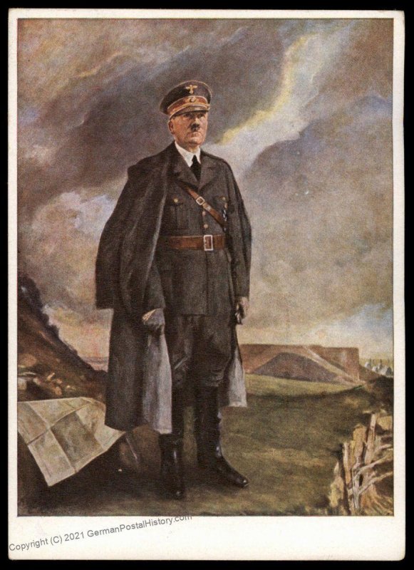 3rd Reich Germany Adolf Hitler Color Portrait Hoffmann 915 Propaganda Car 100851