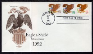 US 2595-2597 Eagle and Shield Artmaster U/A FDC