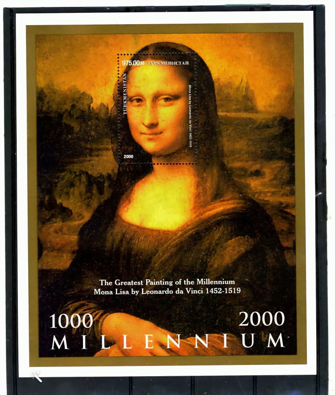 Turkmenistan 2000 Mona Lisa by Leonardo da Vinci Souvenir Sheet Perforated MNH