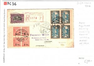 ESTONIA Cover *Tartu* Registered Superb Franking EARLY ISSUES Blocks{4}1926 FC36